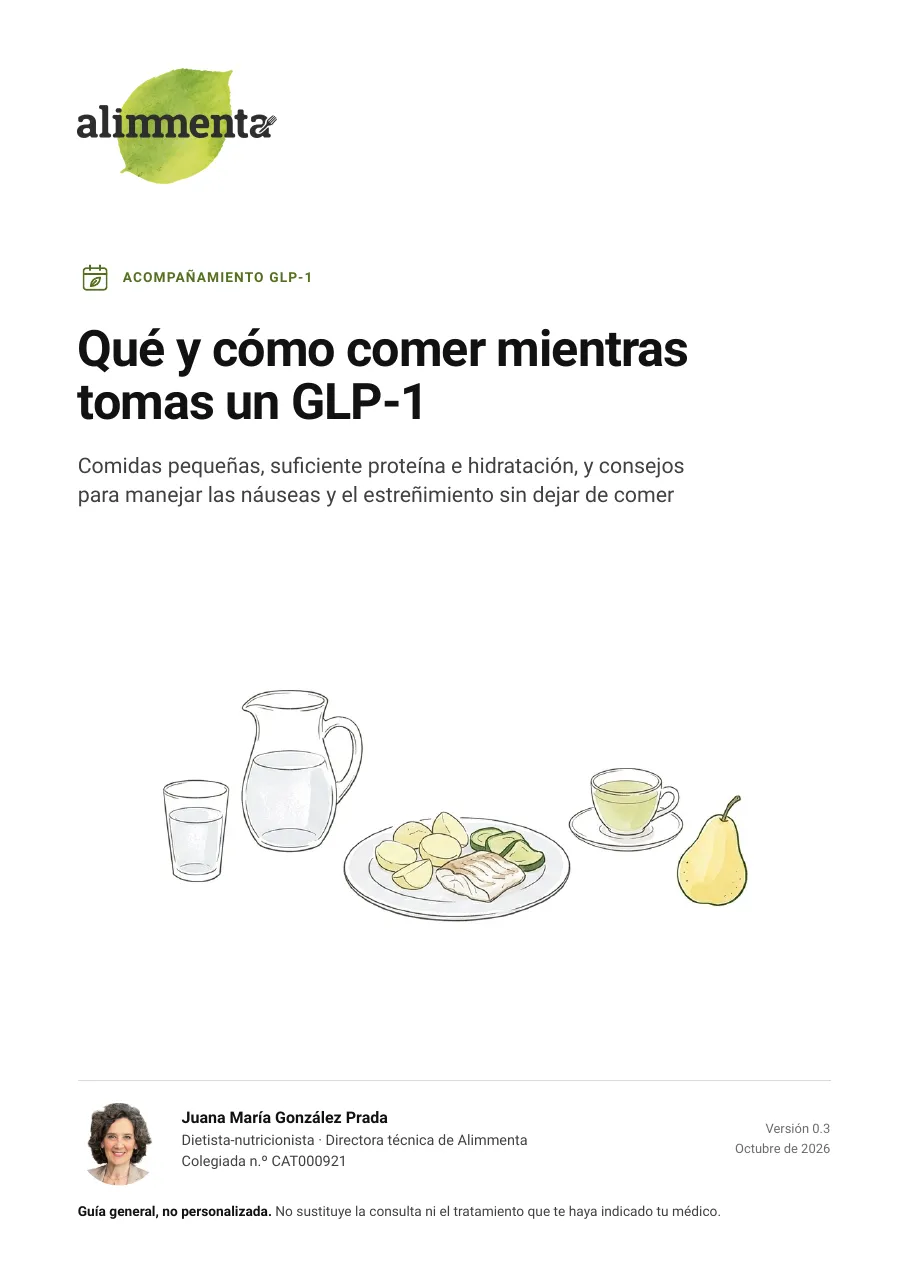 Portada de la guía Qué y cómo comer mientras tomas un GLP-1